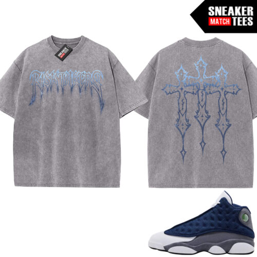 Flint 13 AJ13 Sneaker Match Vintage Wash Tee Light Grey Ristakers Triple Cross