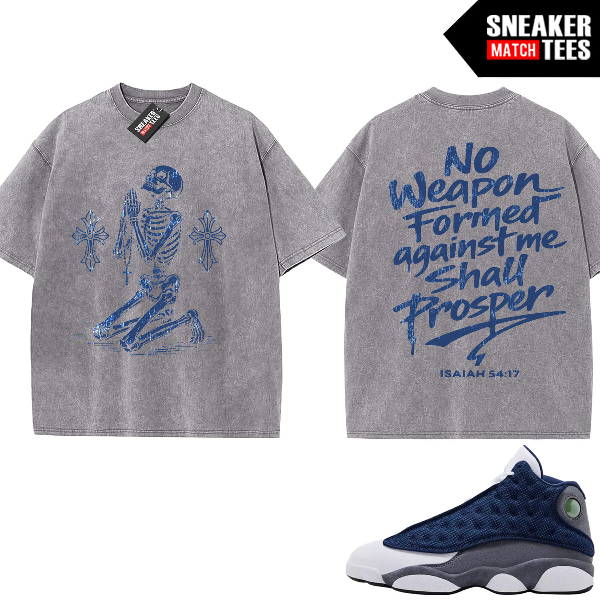 Flint 13 AJ13 Sneaker Match Vintage Wash Tee Light Grey V2 No Weapon