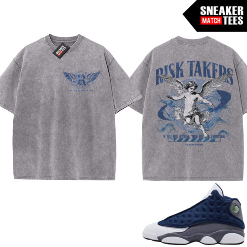 Flint 13 AJ13 Sneaker Match Vintage Wash Tee Light Grey V2 Risktakers Worldwide