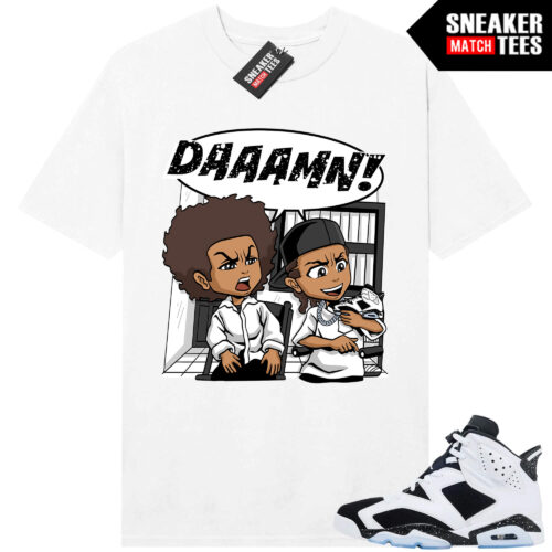 Jordan 6 Oreo Sneaker Match Graphic tees White DAAAMN x Boondocks Parody