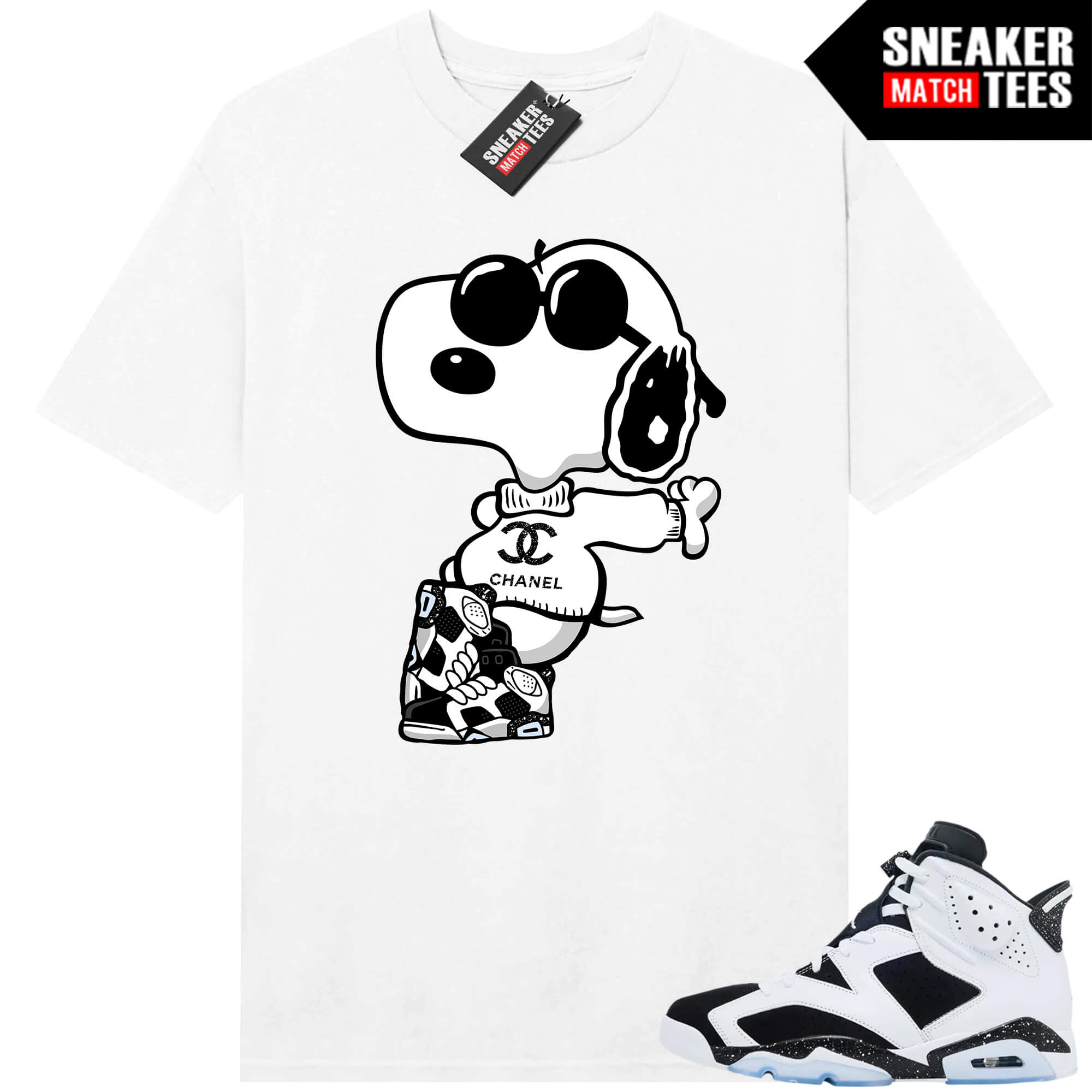 Jordan 6 Oreo Sneaker Match Graphic tees White Fly Snoopy