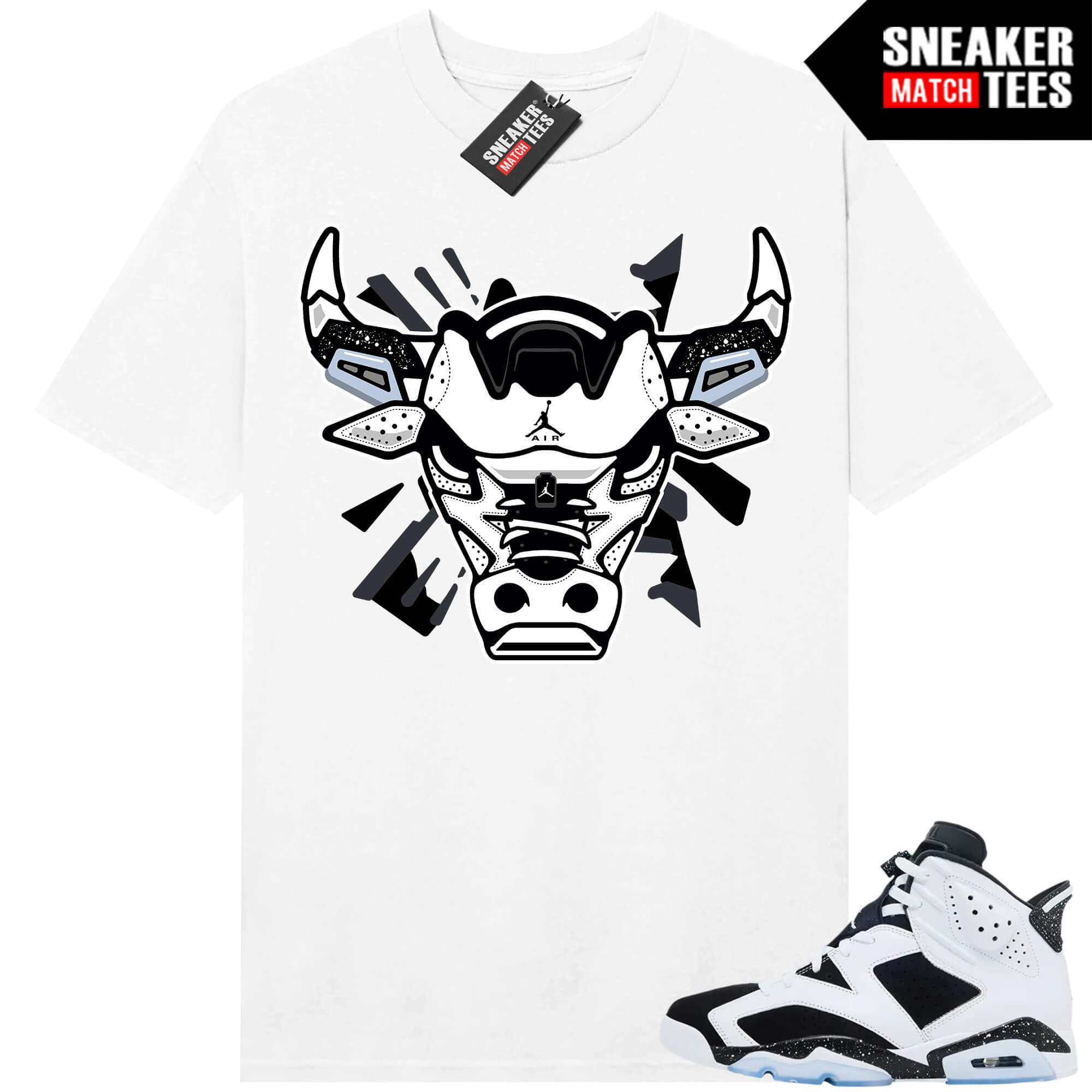 Jordan 6 Oreo Sneaker Match Graphic tees White Retro Bull