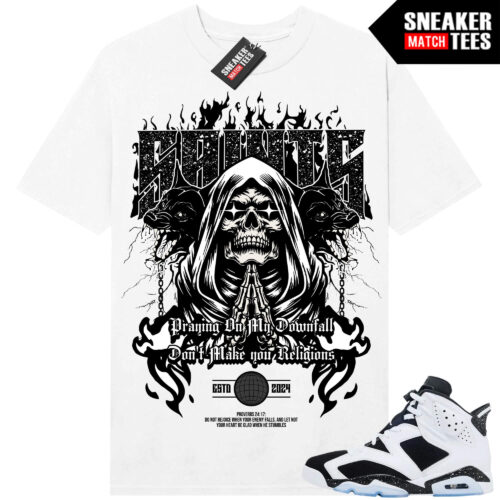 Jordan 6 Oreo Sneaker Match Graphic tees White Saints Oversized Print