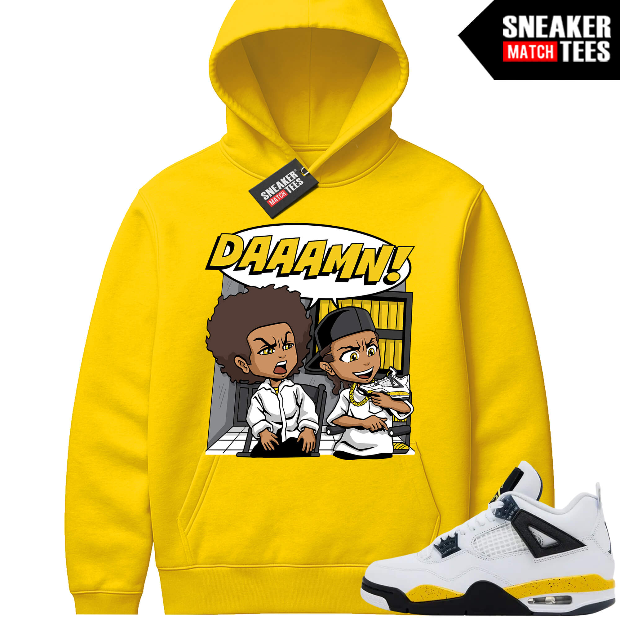 Tour Yellow 4 AJ4 Sneaker Match Hoodies DAAAMN Boondocks Parody