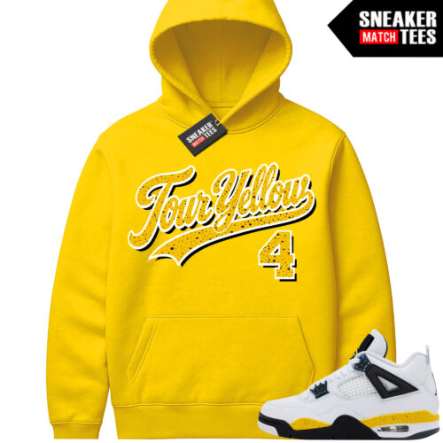 Tour Yellow 4 AJ4 Sneaker Match Hoodies Tour Yellow Script