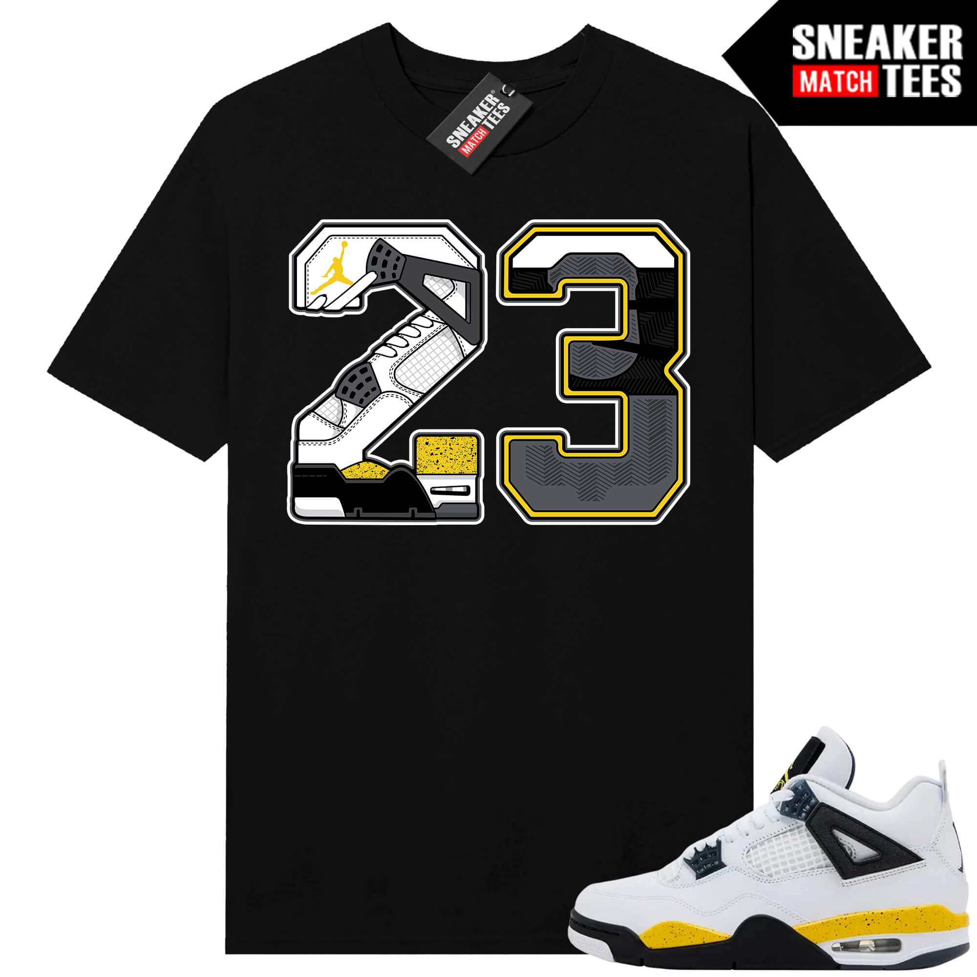 Tour Yellow 4 AJ4 Sneaker Match Tees 23 Sole - Image 3