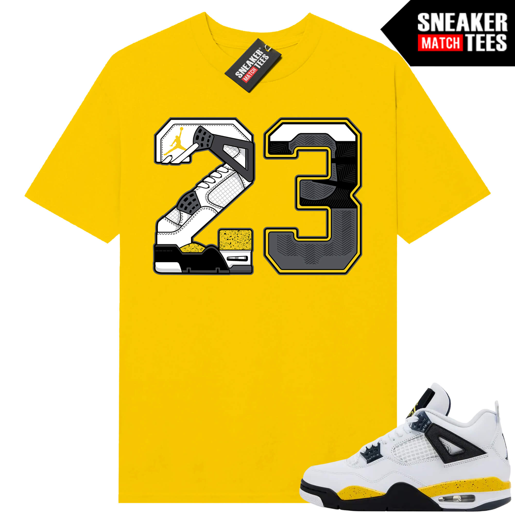 Tour Yellow 4 AJ4 Sneaker Match Tees 23 Sole