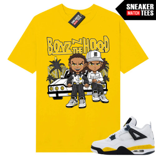 Tour Yellow 4 AJ4 Sneaker Match Tees Boyz N the Hood x Boondocks Parody