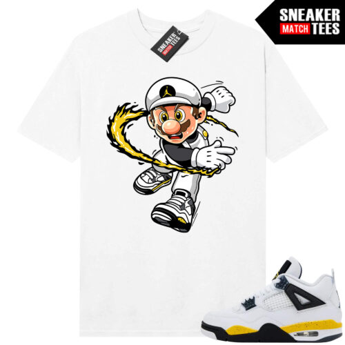 Tour Yellow 4 AJ4 Sneaker Match Tees Mario Fire Kicks - Image 4