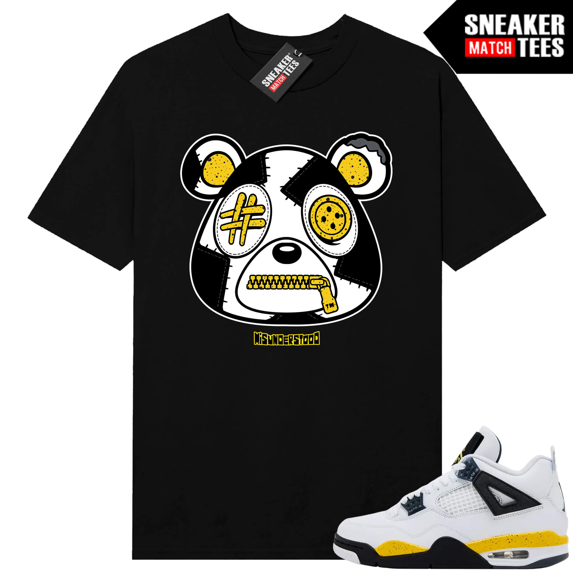 Tour Yellow 4 AJ4 Sneaker Match Tees Misunderstood Bear - Image 3