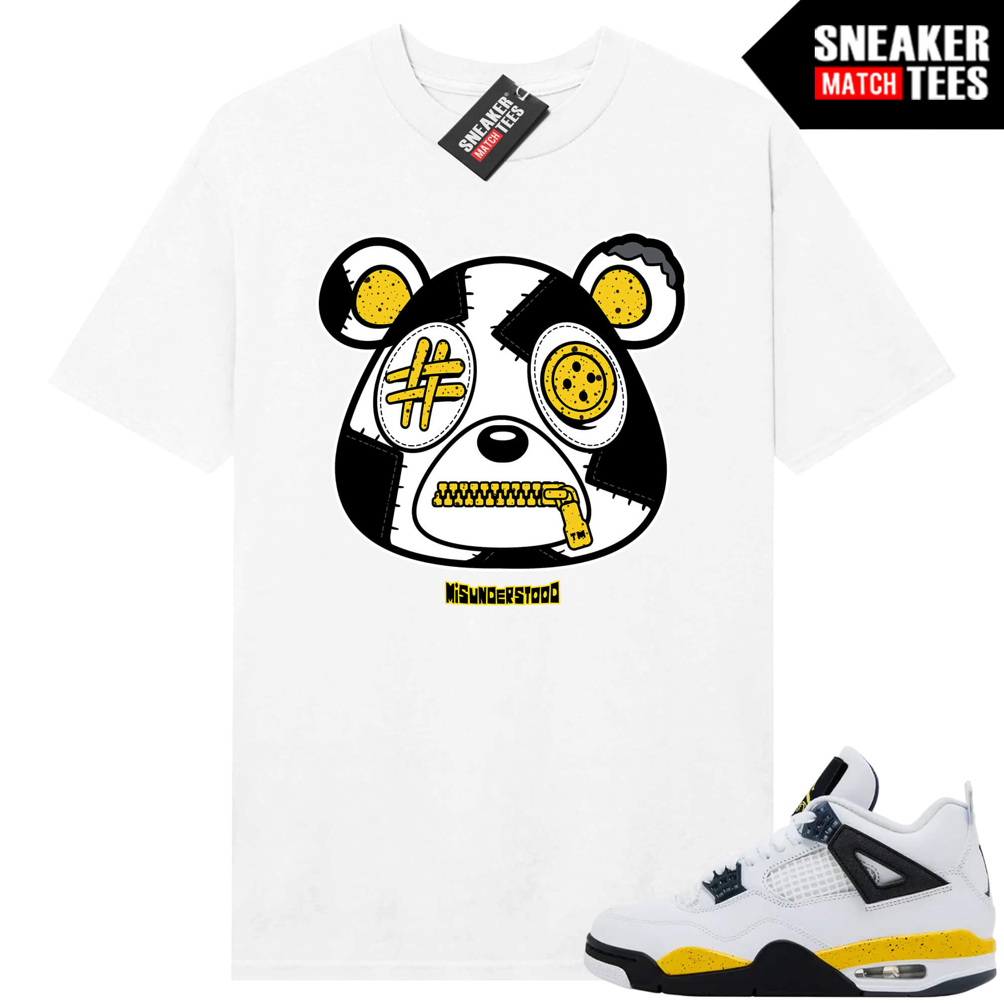 Tour Yellow 4 AJ4 Sneaker Match Tees Misunderstood Bear - Image 4