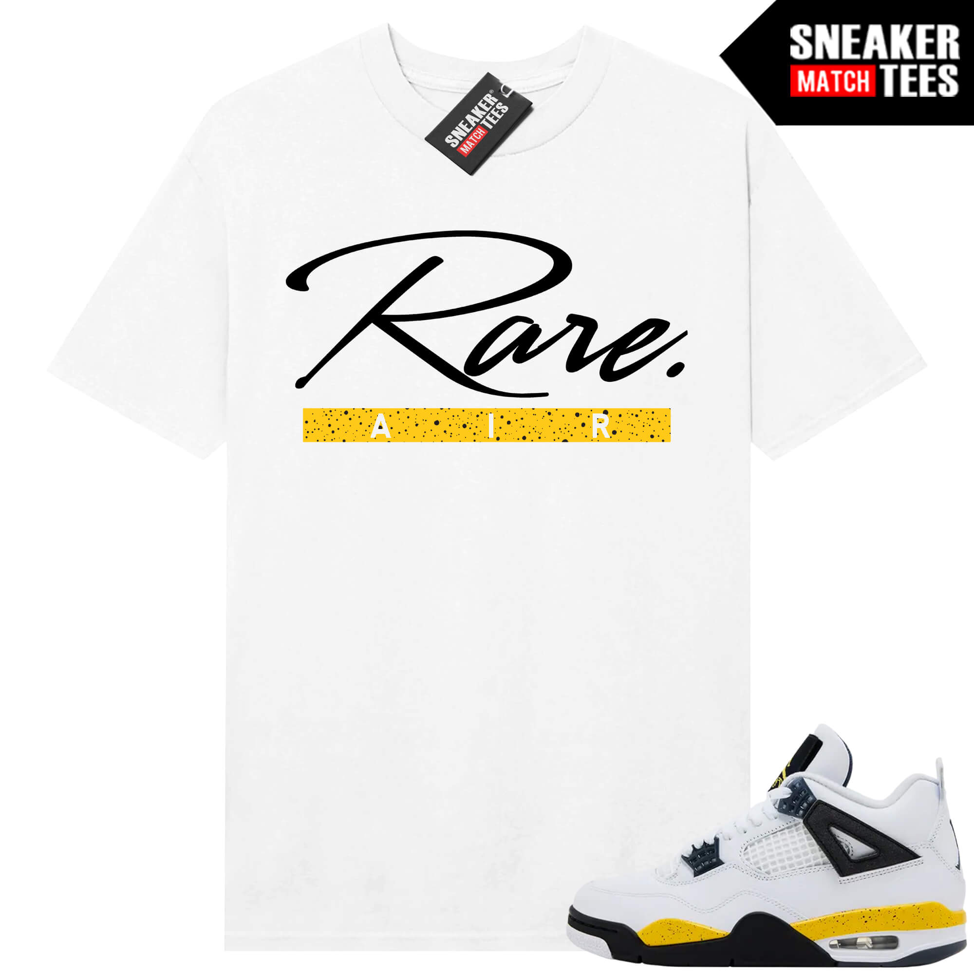 Tour Yellow 4 AJ4 Sneaker Match Tees Rare Script - Image 4