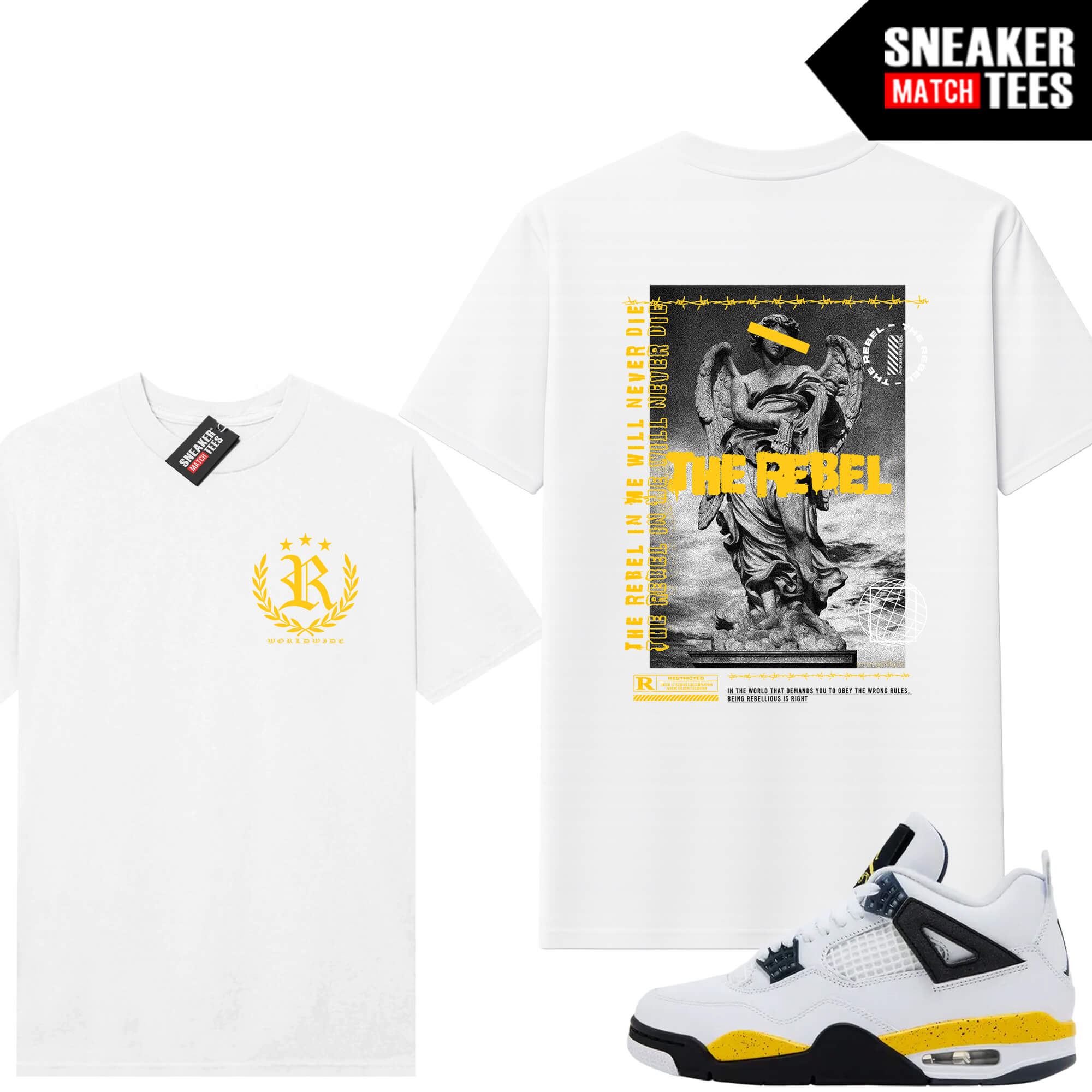 Tour Yellow 4 AJ4 Sneaker Match Tees Rebel V2 - Image 4