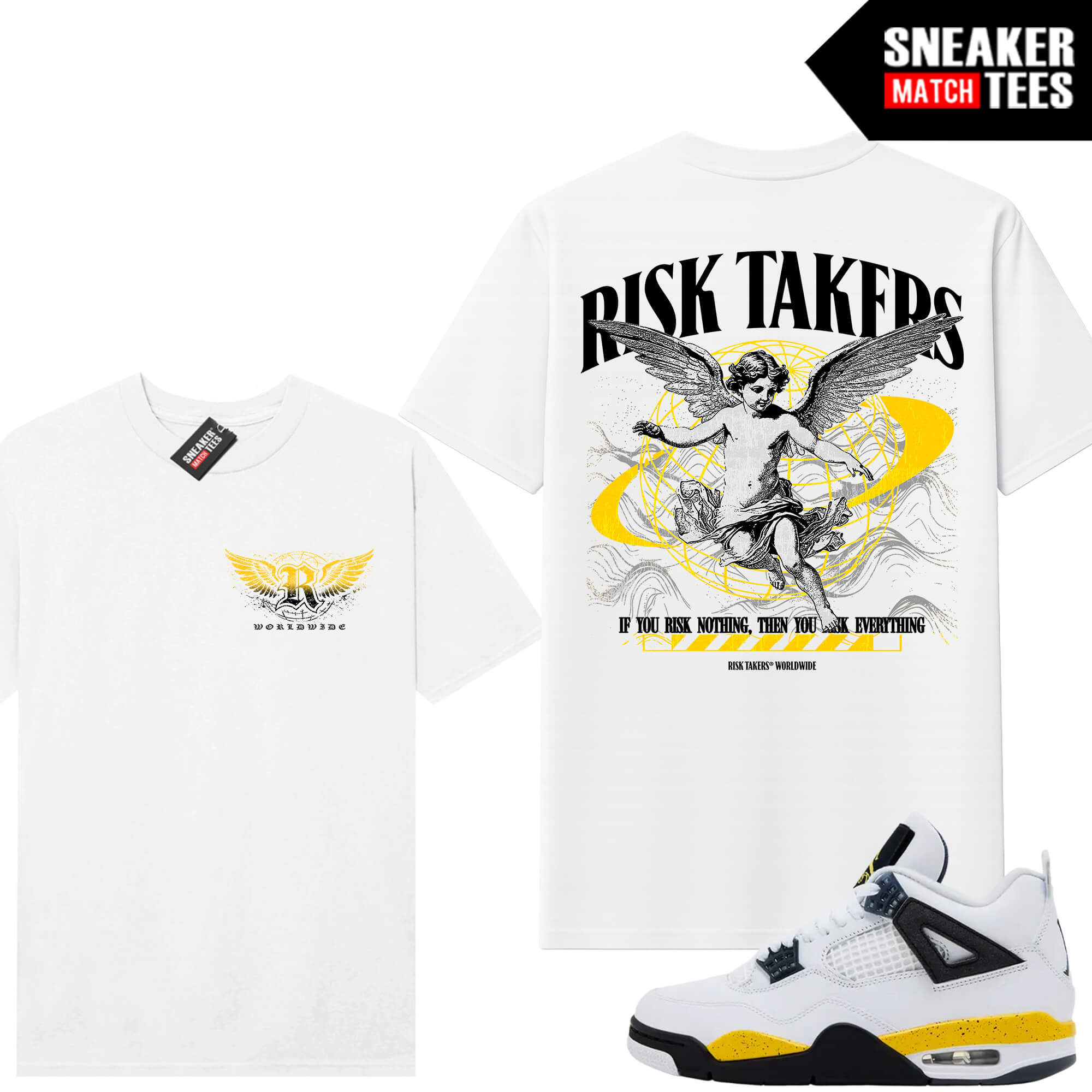 Tour Yellow 4 AJ4 Sneaker Match Tees Risktakers Worldwide V2 - Image 4