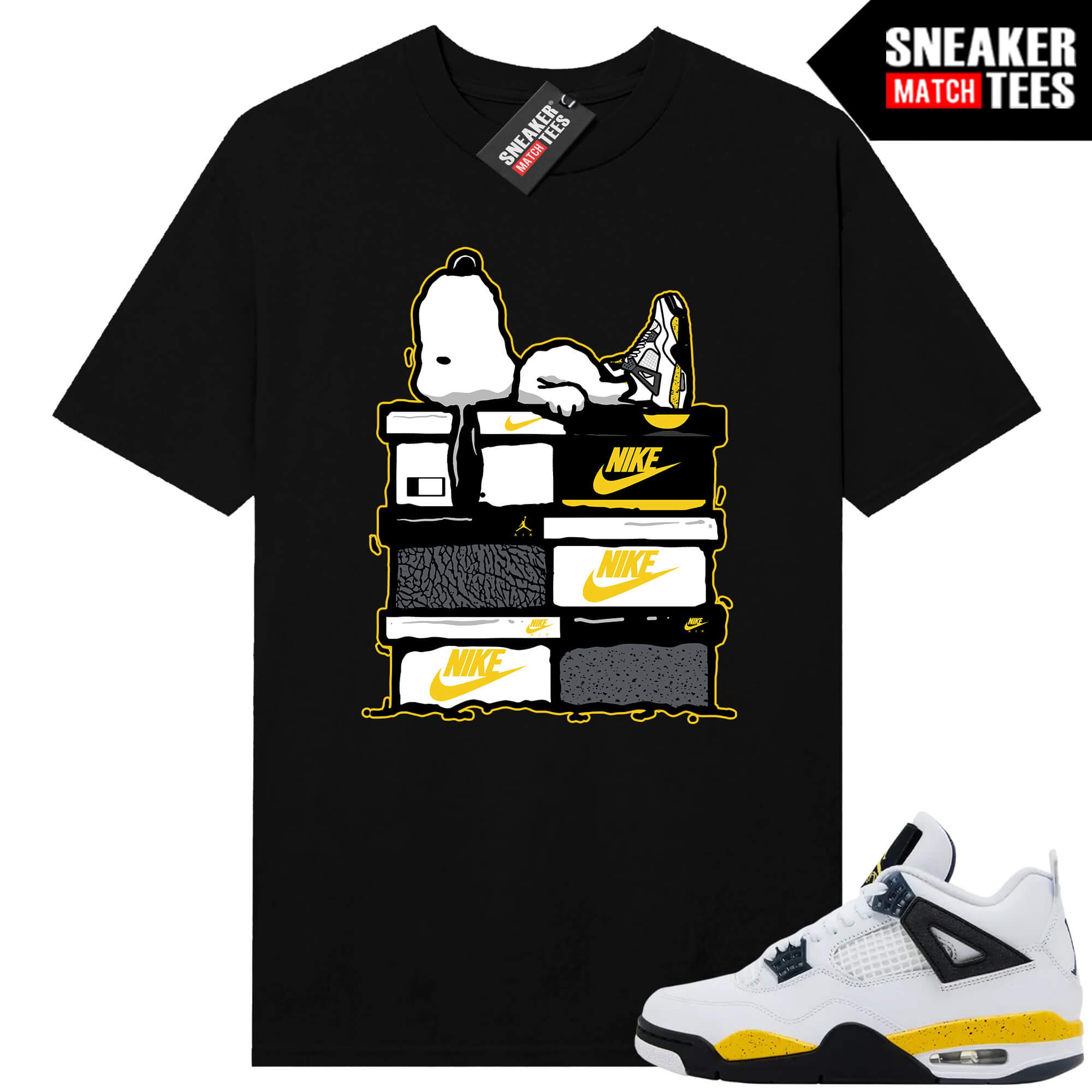 Tour Yellow 4 AJ4 Sneaker Match Tees Sneakerhead Snoopy - Image 3