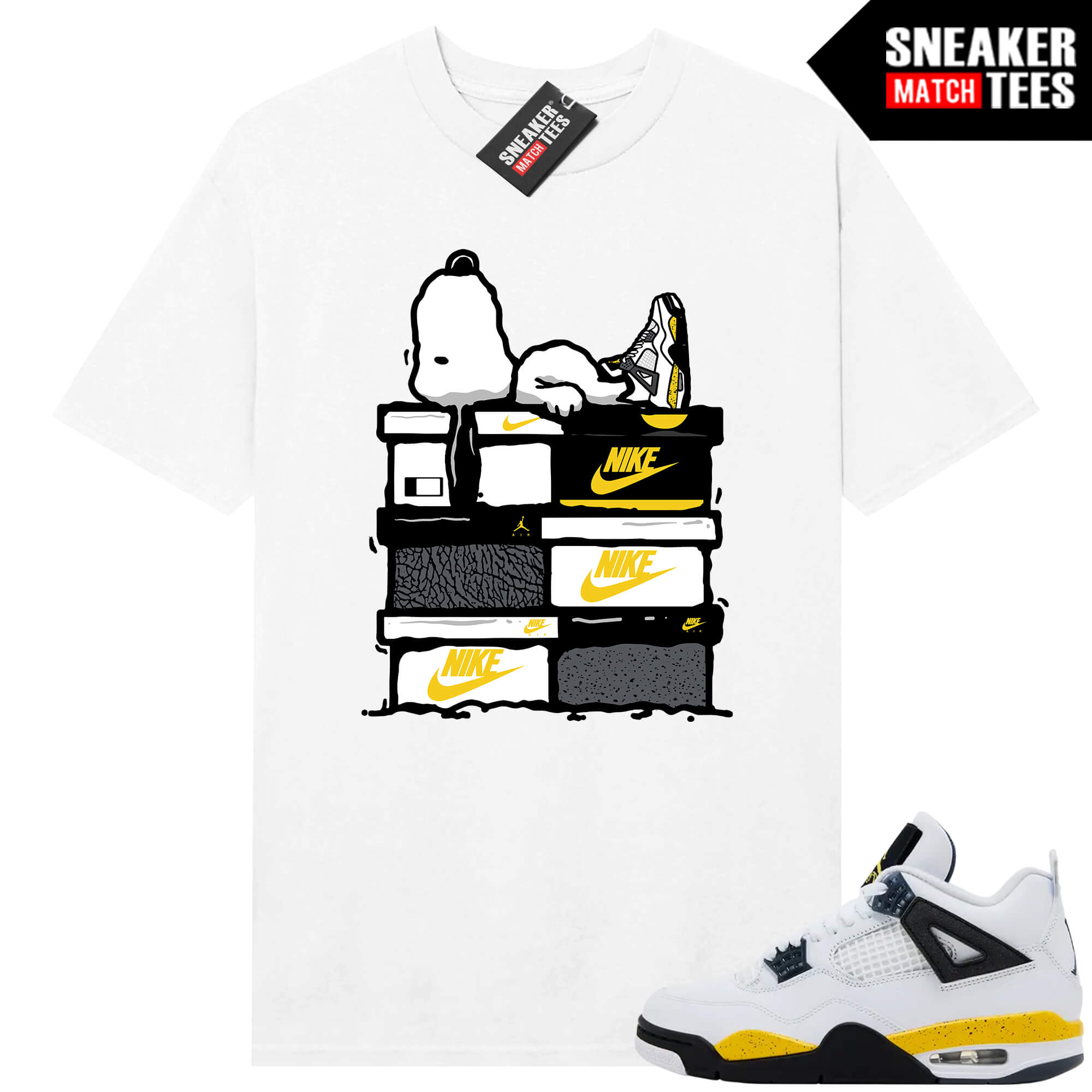 Tour Yellow 4 AJ4 Sneaker Match Tees Sneakerhead Snoopy - Image 4