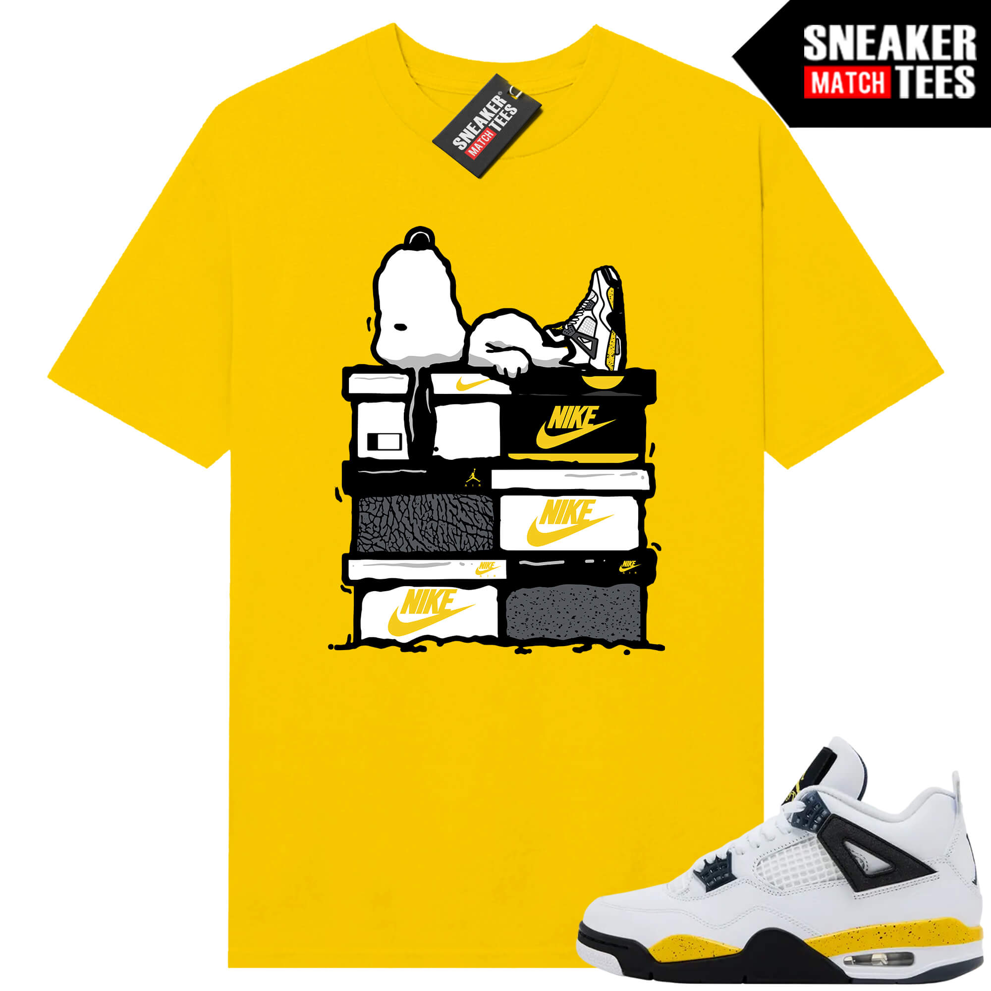 Tour Yellow 4 AJ4 Sneaker Match Tees Sneakerhead Snoopy