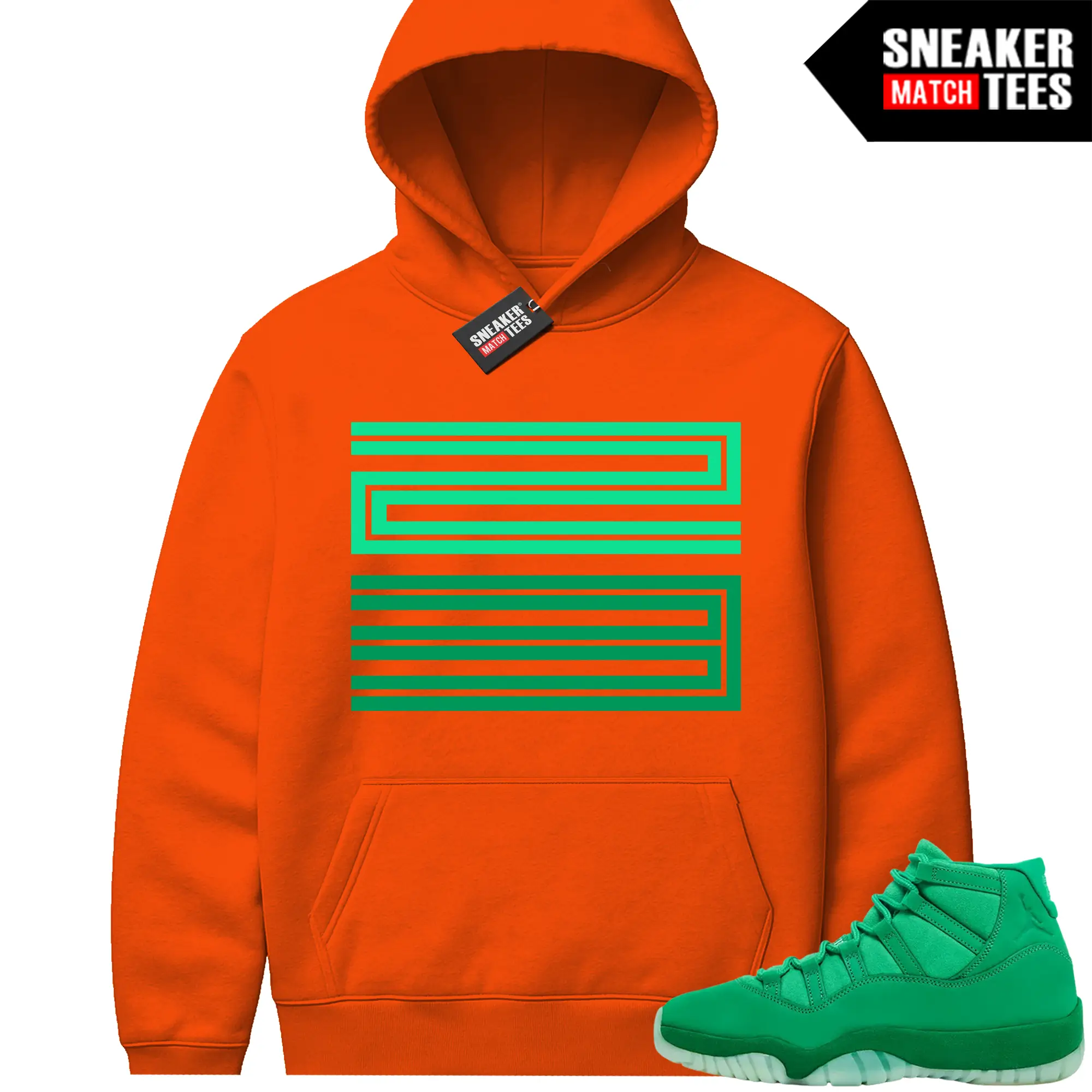 Green Screen 11 Sneaker Match Hoodies 23 Orange