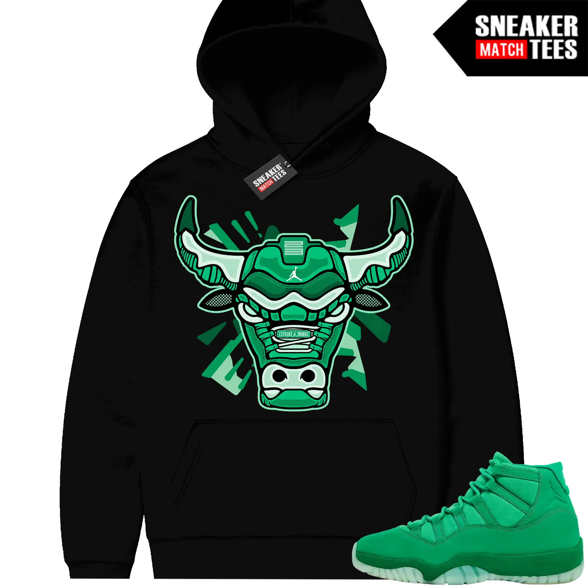 Green Screen 11s Sneaker Match Hoodies Retro Bull