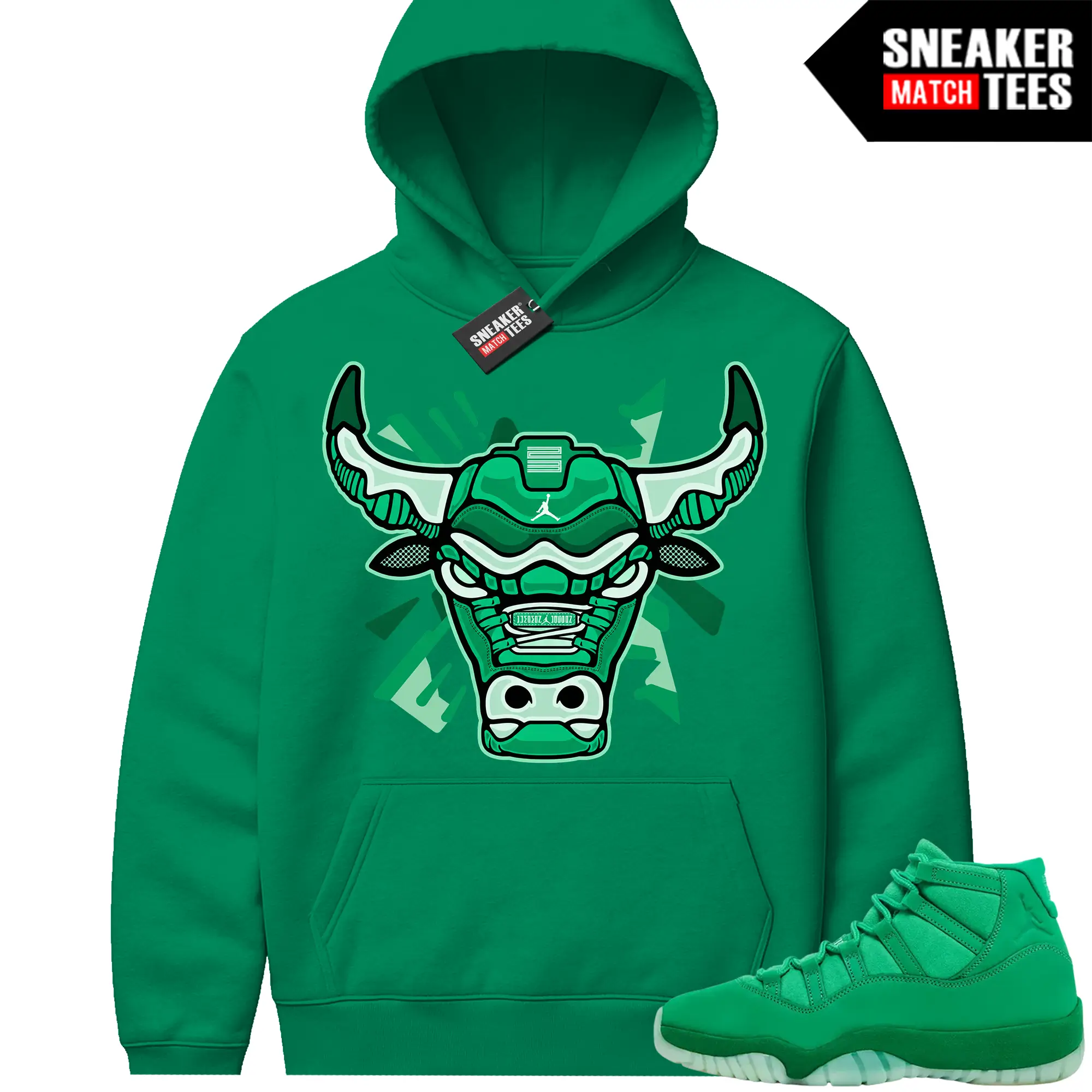Green Screen 11s Sneaker Match Hoodies Retro Bull