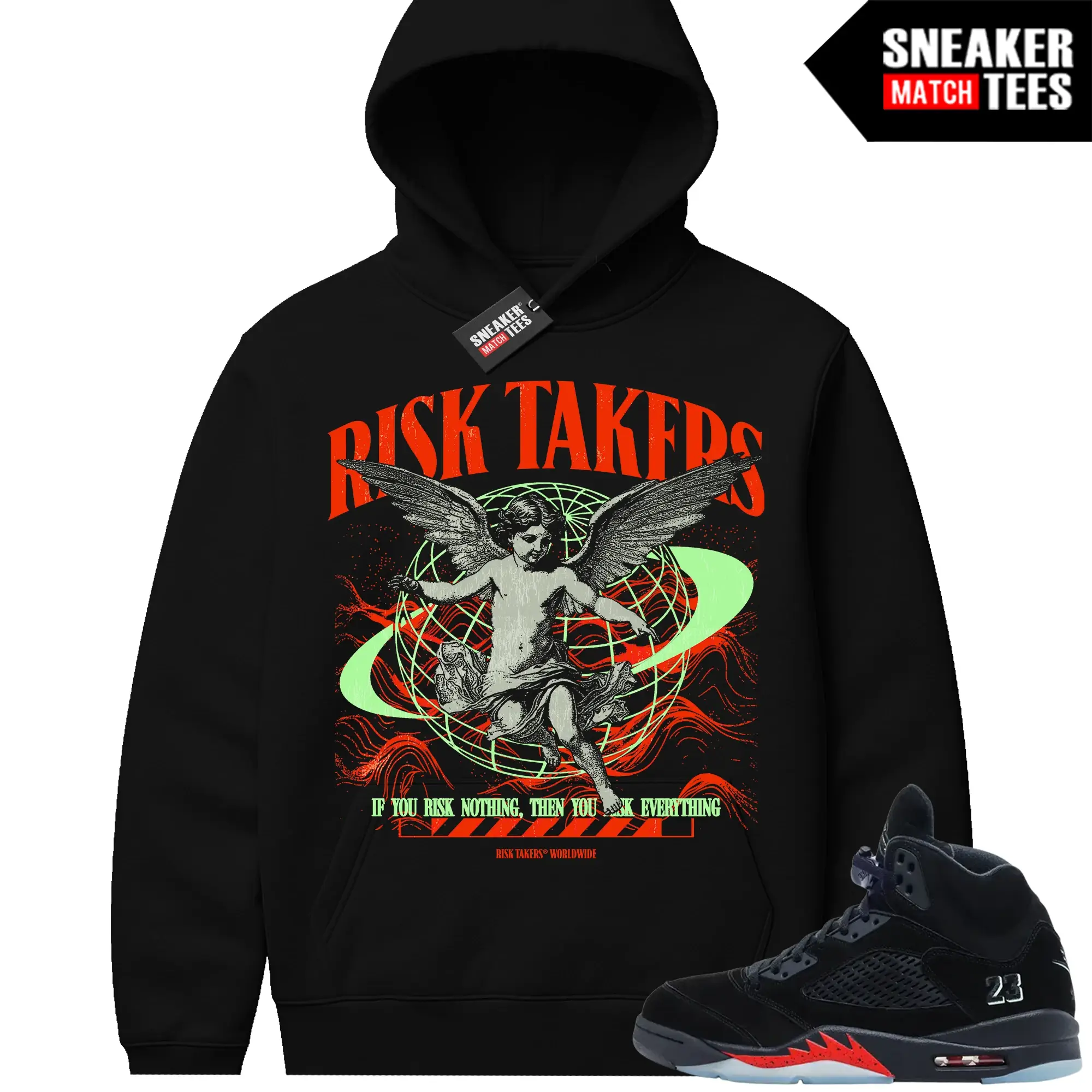 Halloween 5s AJ5 Sneaker Match Hoodies Risktakers Black