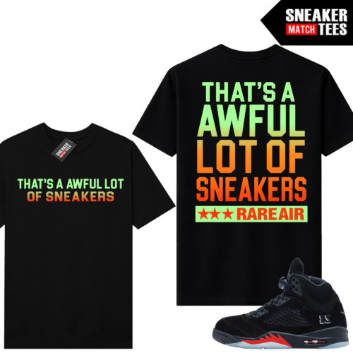Halloween 5s Black Awful Lot of Sneakers Tee — front and back