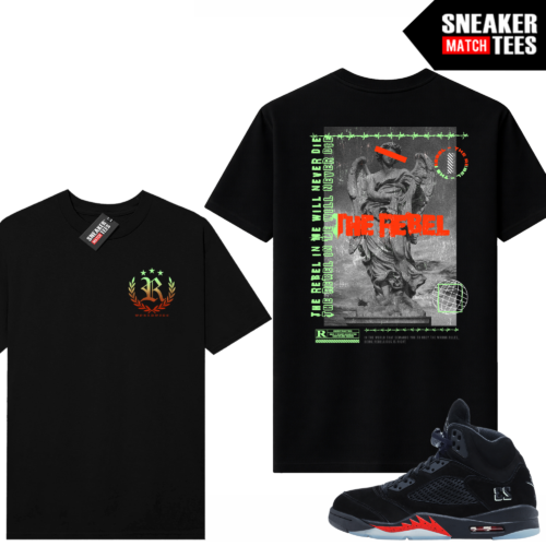 Halloween 5s Black Rebel Tee — front and back